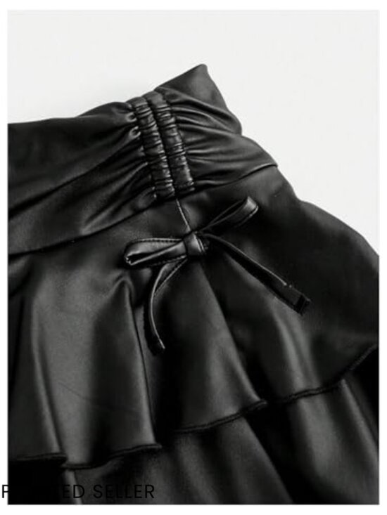 Girls High Waisted Ruffle Layered Mini Skirt Flowy Skater Tennis Style - Picture 4 of 5